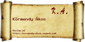 Körmendy Ákos névjegykártya